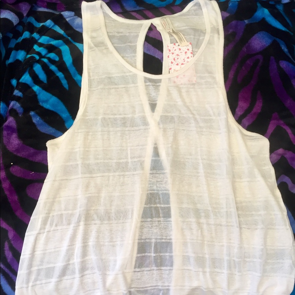 Free People Movement White Sheer Tank Top Medium