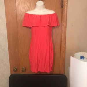 Coral dress - worn 3 different ways - perfect!