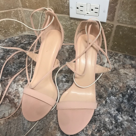 charolette russe Shoes - Lace up nude heels