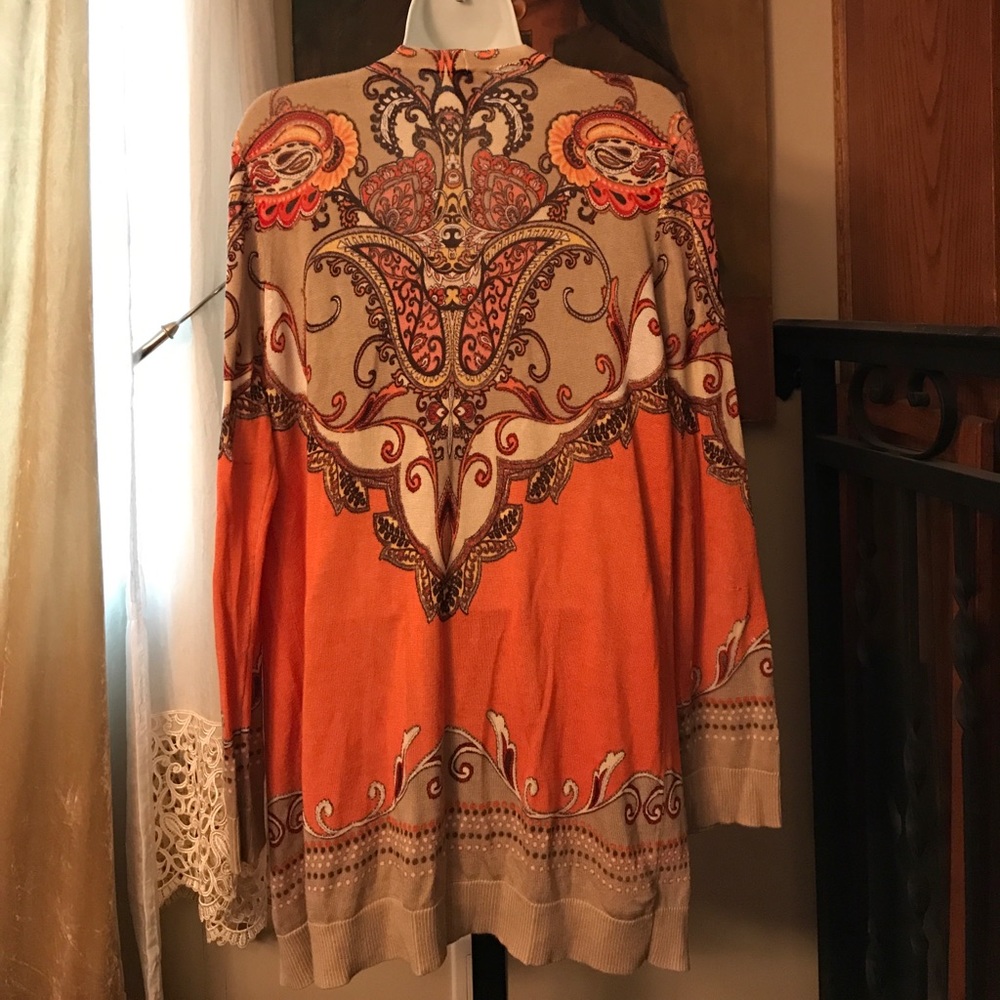 Chico's open front sweater sz 2 tan orange - Picture 3 of 5