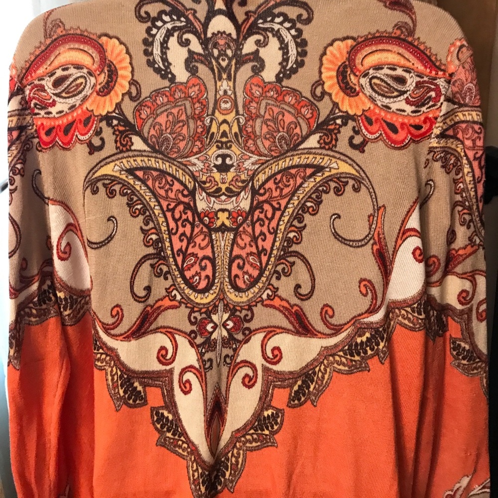 Chico's open front sweater sz 2 tan orange - Picture 4 of 5
