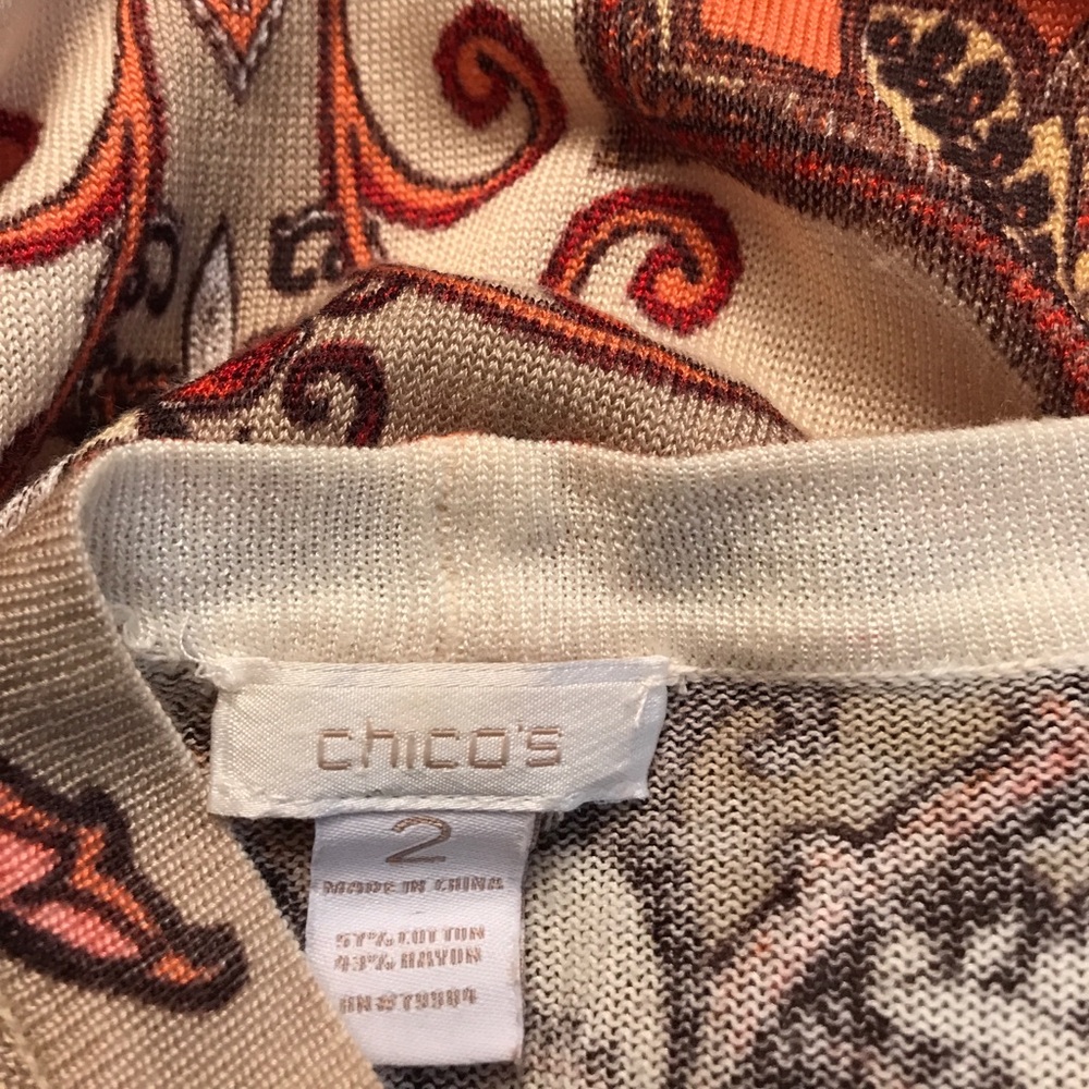 Chico's open front sweater sz 2 tan orange - Picture 5 of 5
