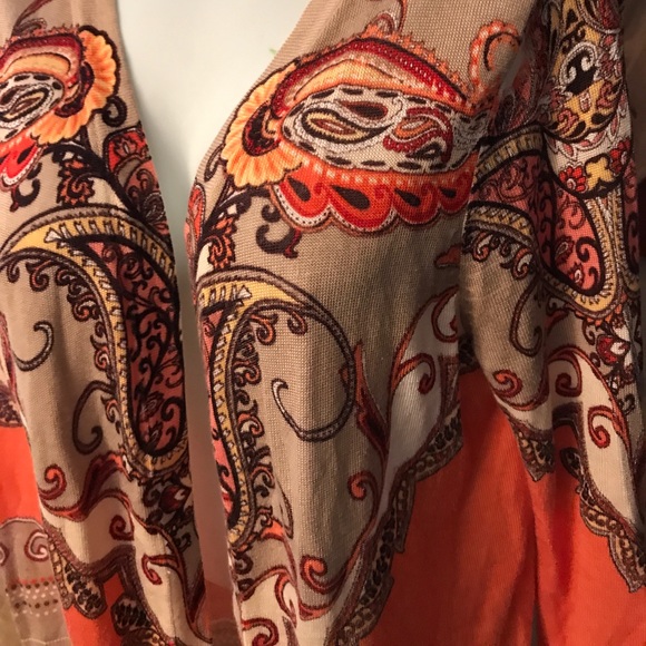 Chico's open front sweater sz 2 tan orange - Picture 2 of 5