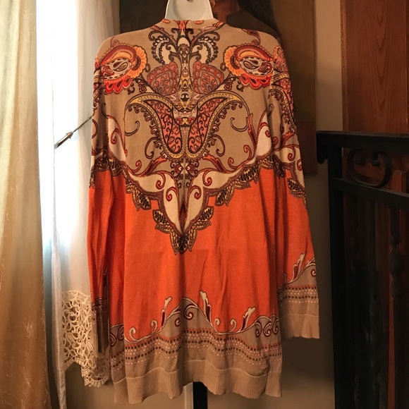Chico's open front sweater sz 2 tan orange - Picture 3 of 5