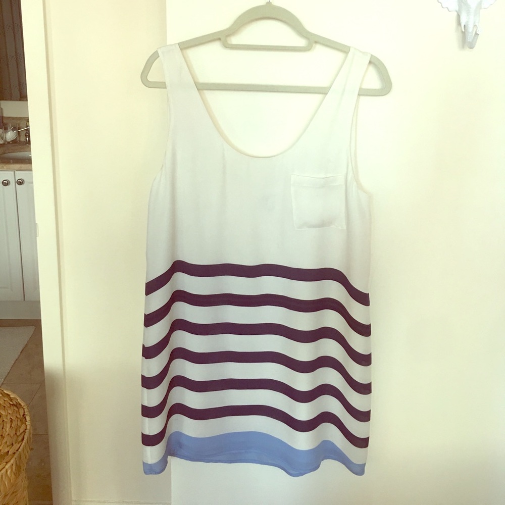 White joie dress with navy stripes