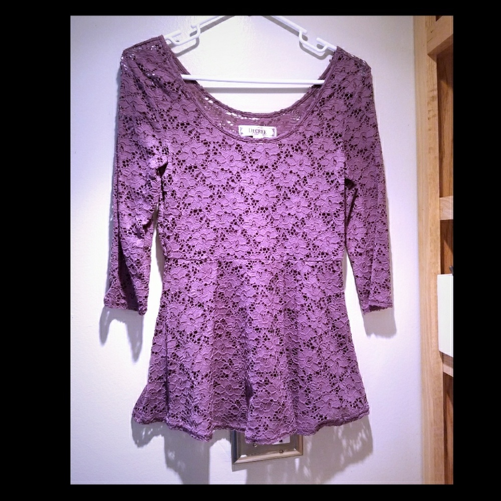 Purple lace peplum style top
