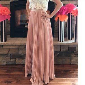 Blush chiffon maxi skirt