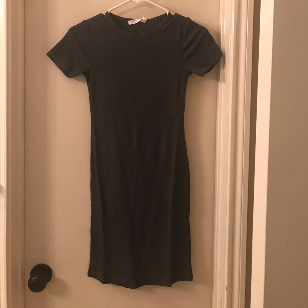 Charcoal ribbed body con dress