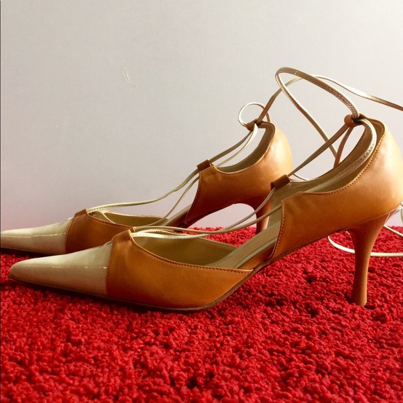 Claudio Fracassa Tan Strappy Pointed Pump Italy - Picture 3 of 6