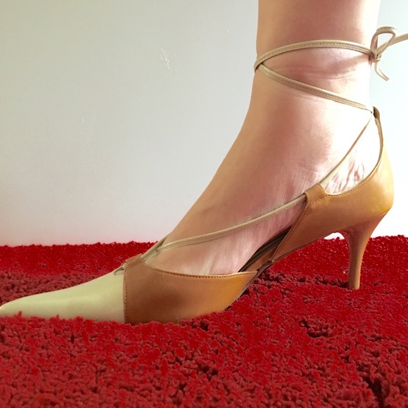 Claudio Fracassa Tan Strappy Pointed Pump Italy - Picture 5 of 6