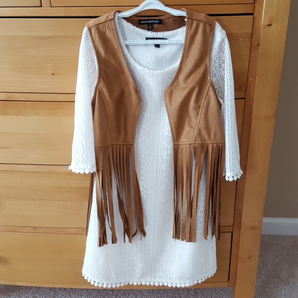 Girls Dress Lace and Fringe Vest, 12