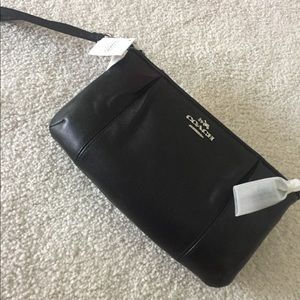 Coach black leather wristlet NWT never used