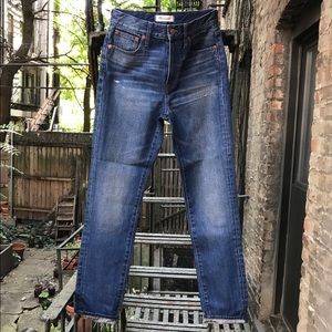 High rise skinny straight denim