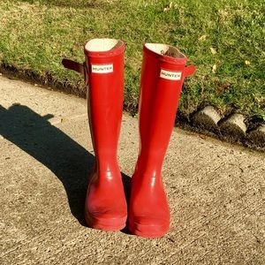 Red Girls Hunter Boots size 3 kids/5 women's