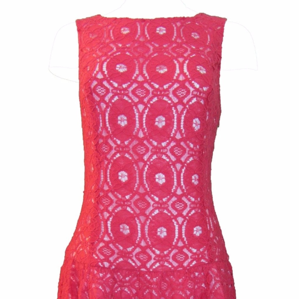 KENSIE SLEEVELESS HIGH-NECK LACE SHIFT PINK DRESS