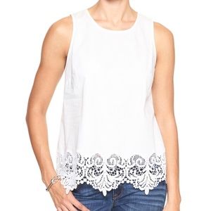 Banana Republic Factory Eyelet Trim Shell in White