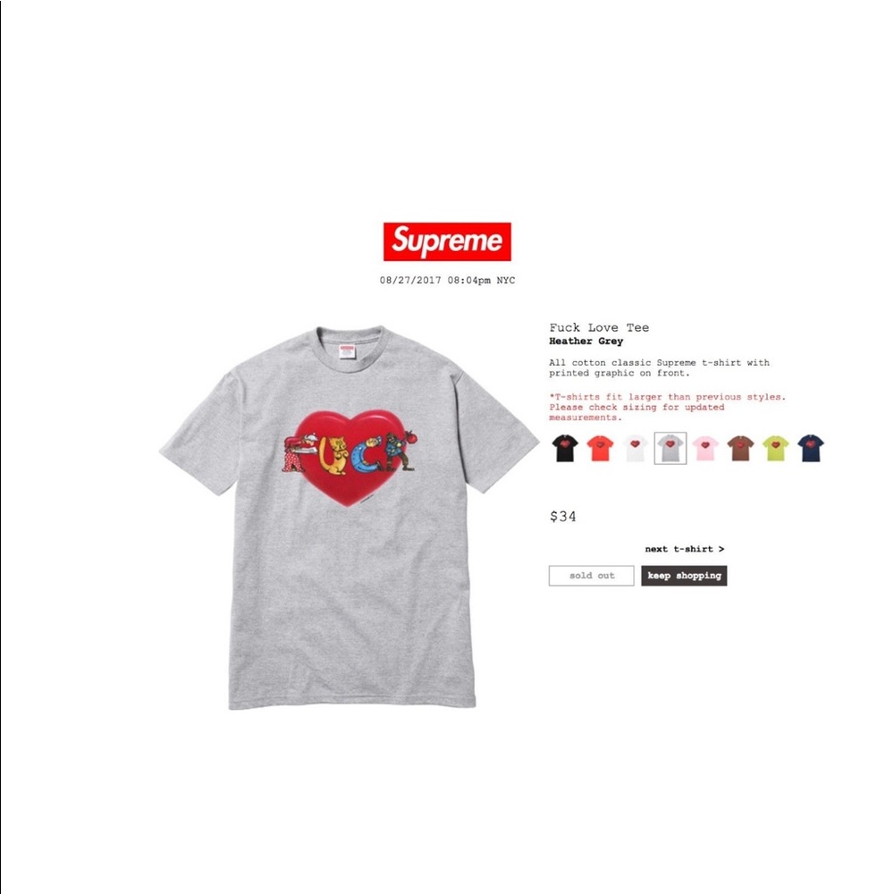 NWT Supreme Fuck Love