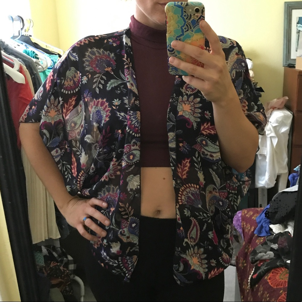 Colorful paisley sheer cardigan
