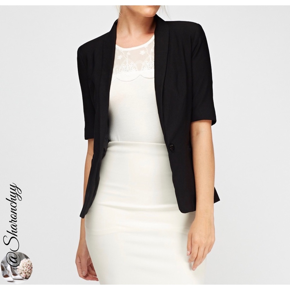 DAISY COLLECTION 3/4 Sleeve Black Blazer