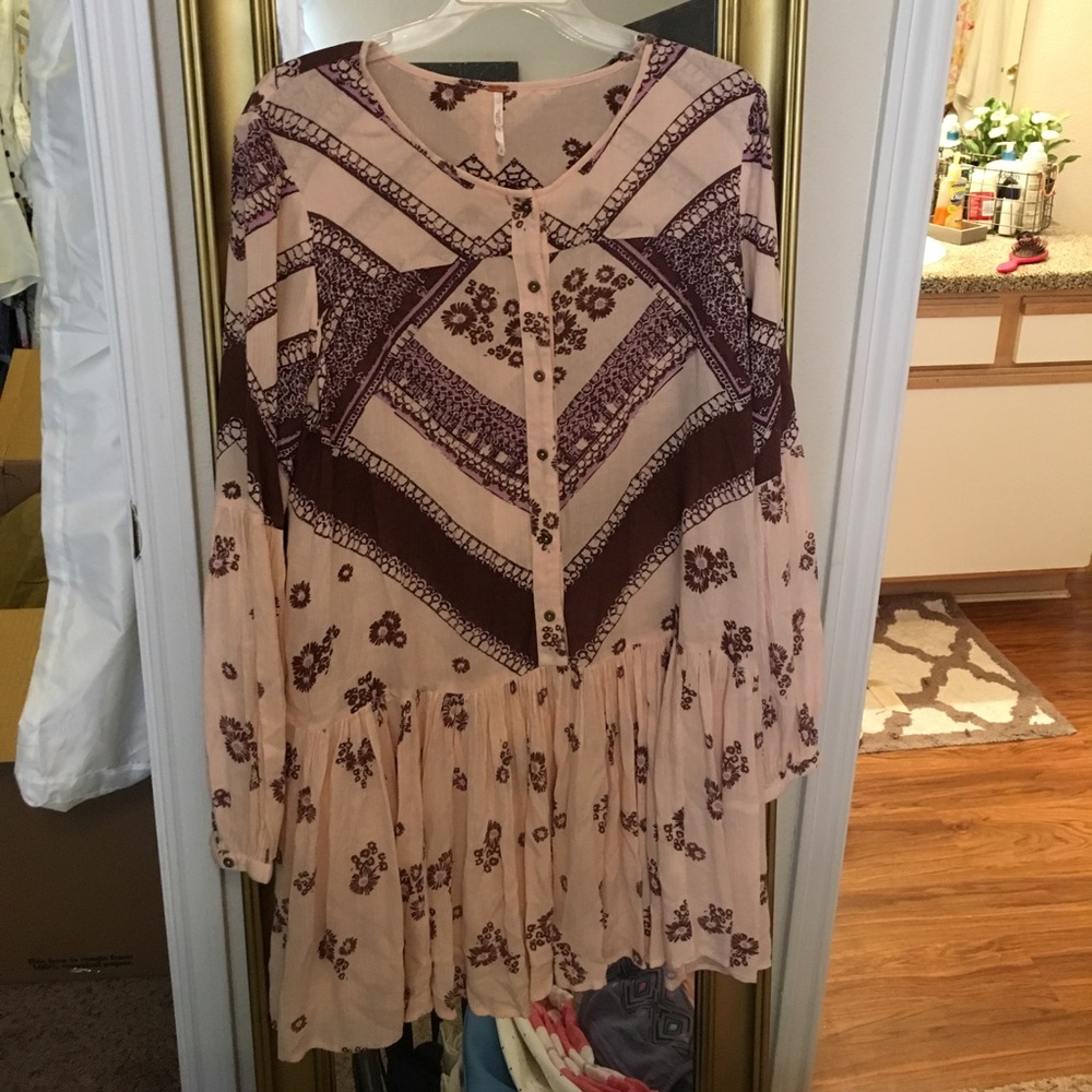 Free people blush pink and brown dress size small