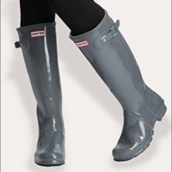 hunter tall gray rainboots size 6 - Picture 1 of 5
