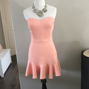 Peach strapless skater tube top dress S sexy new