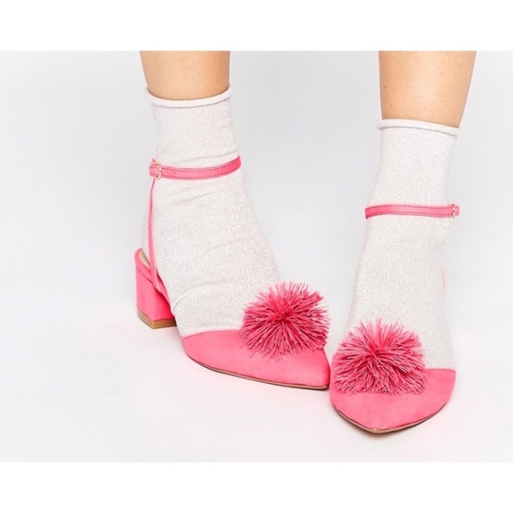 Asos pink pom pom koosh ball shoes