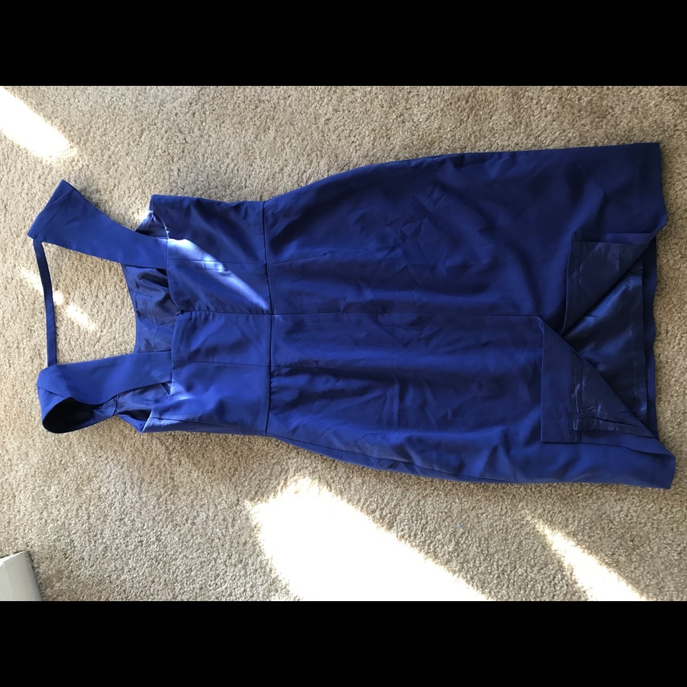 Royal blue dotted dress. Lined. Size S