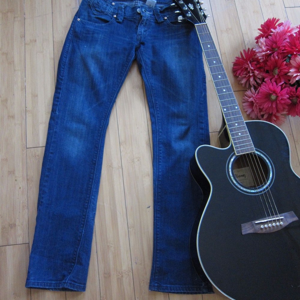 Blue Levi's winter weight lightly distressed jeans