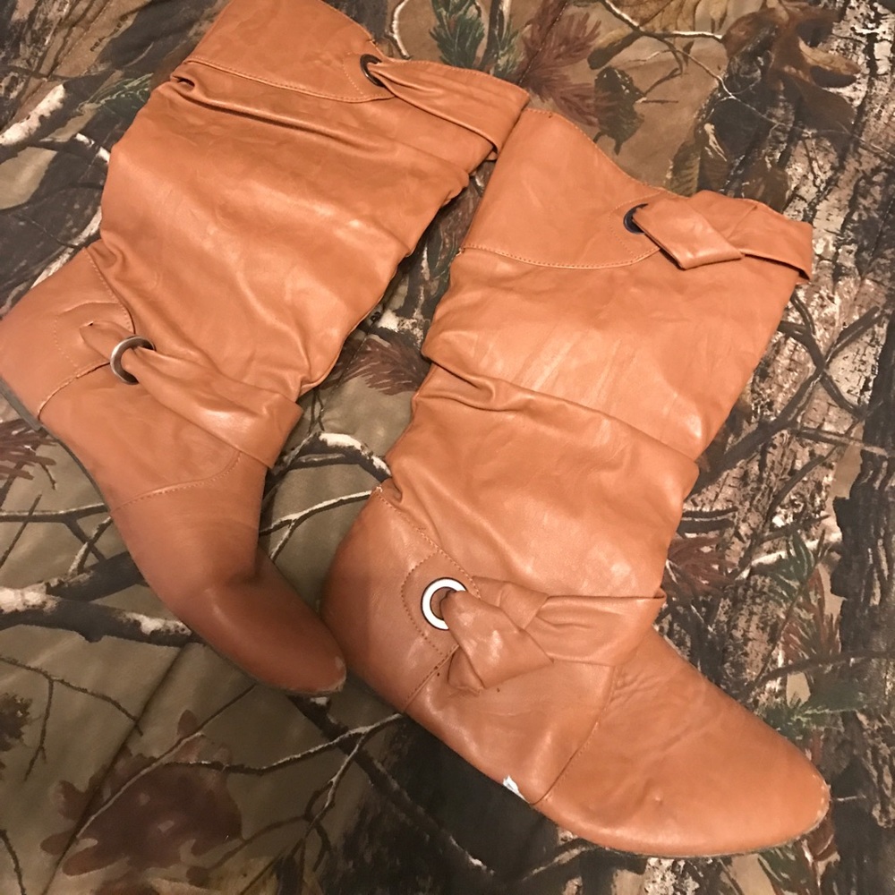 Brown leather boots