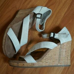 TOMS Beige Sandal Wedges