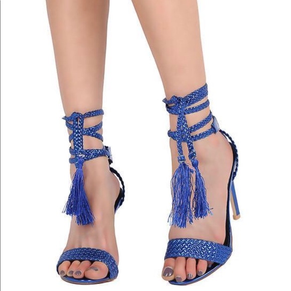 ⚡️HOST PICK⚡️❄️Blue Tassle Angle Wrap Stiletto Heel👠 - Picture 2 of 6