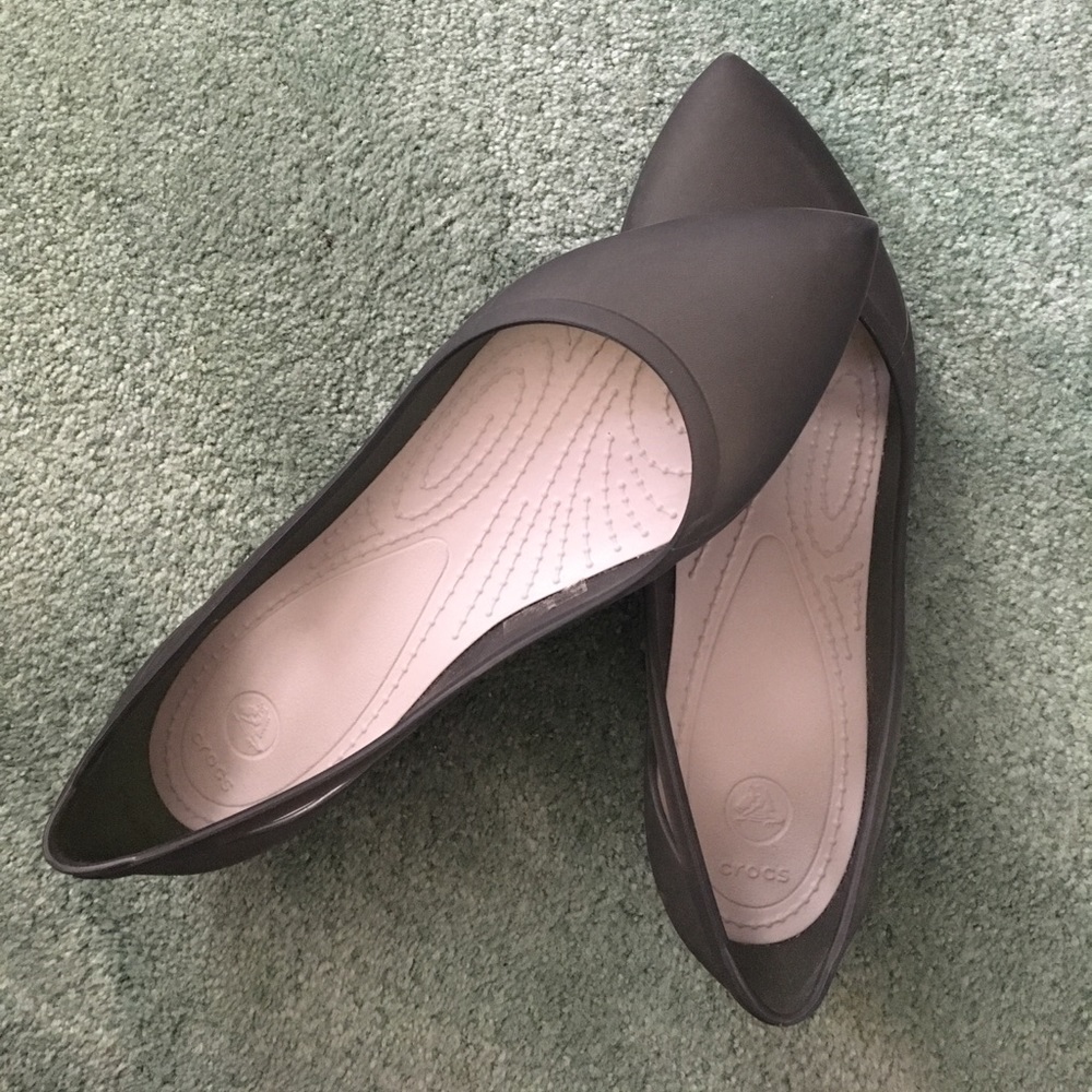 Women's Black Pointed CROCS Flats
