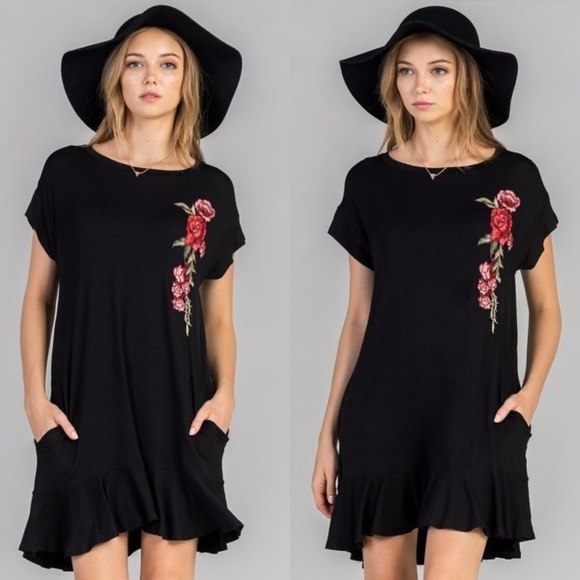 SALE!!! GRAY OR BLACK EMBROIDERED TUNIC/DRESS - Picture 2 of 3
