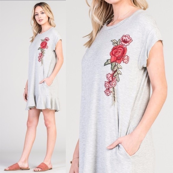 SALE!!! GRAY OR BLACK EMBROIDERED TUNIC/DRESS - Picture 3 of 3