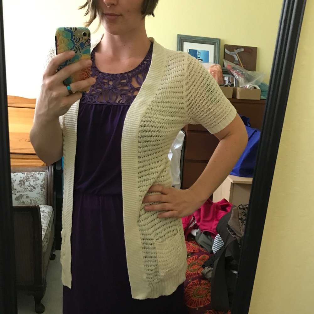 Ivory short sleeve cardigan