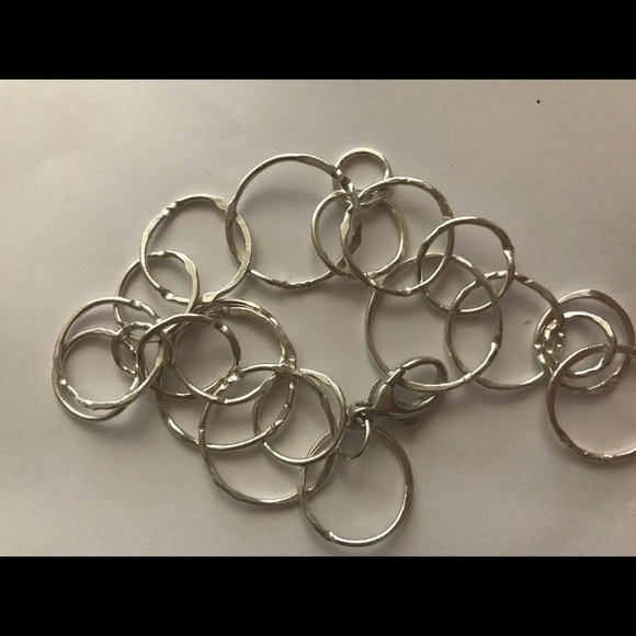 Circle Pendant Bracelet with Crystals - in Silver by Talisa Sterling silver circles bracelet