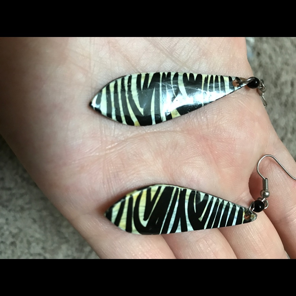 Zebra fish hook earrings