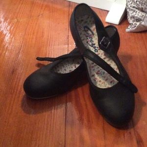 Black buckle tap dance shoe