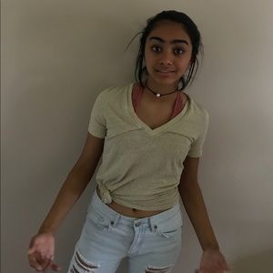 J.Crew cream tanish v neck