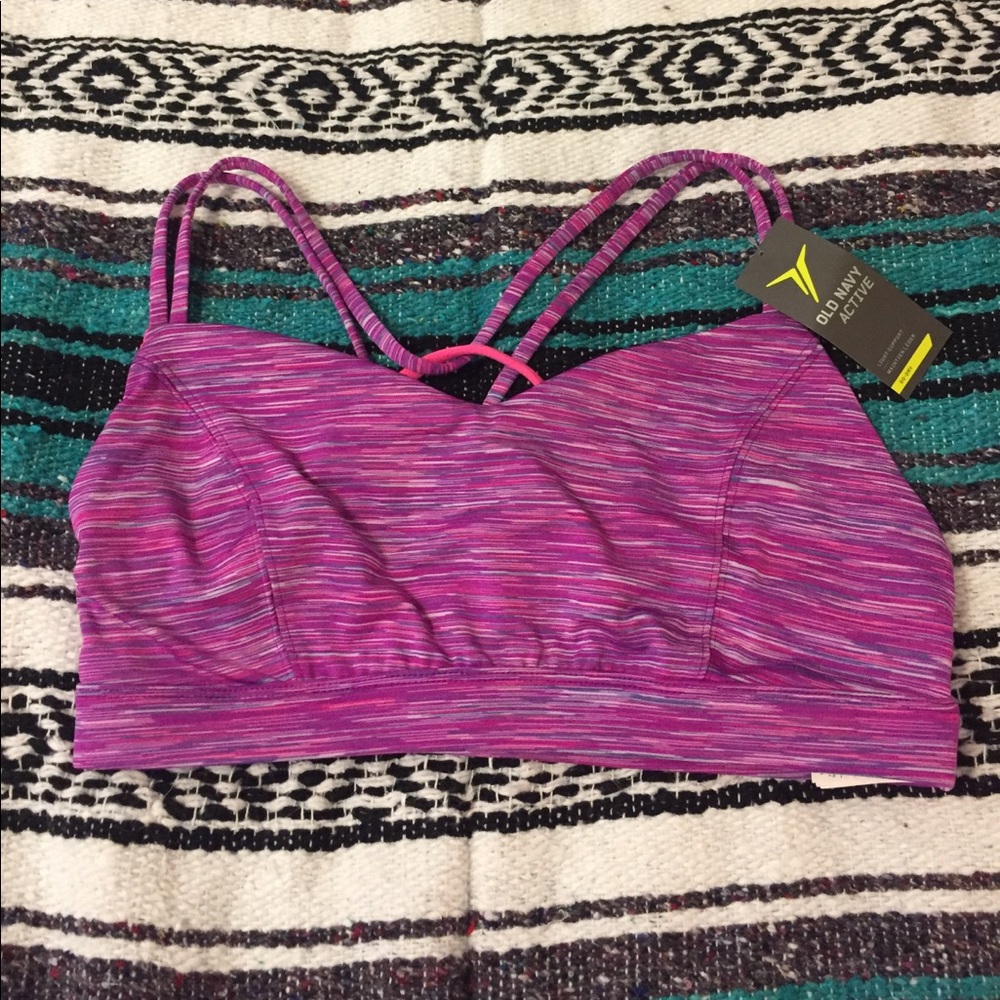 NWT Old Navy purple/pink/blue sports bra Sz large