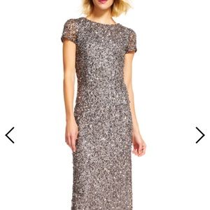 Scoop back sequin gown