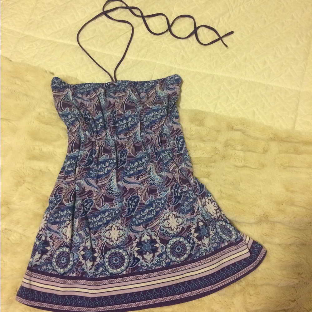 Strapless multi colored elastic waist top