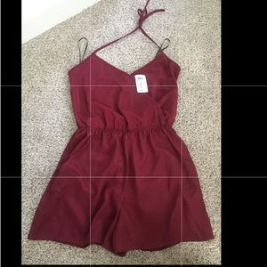 Windsor maroon Halter Romper
