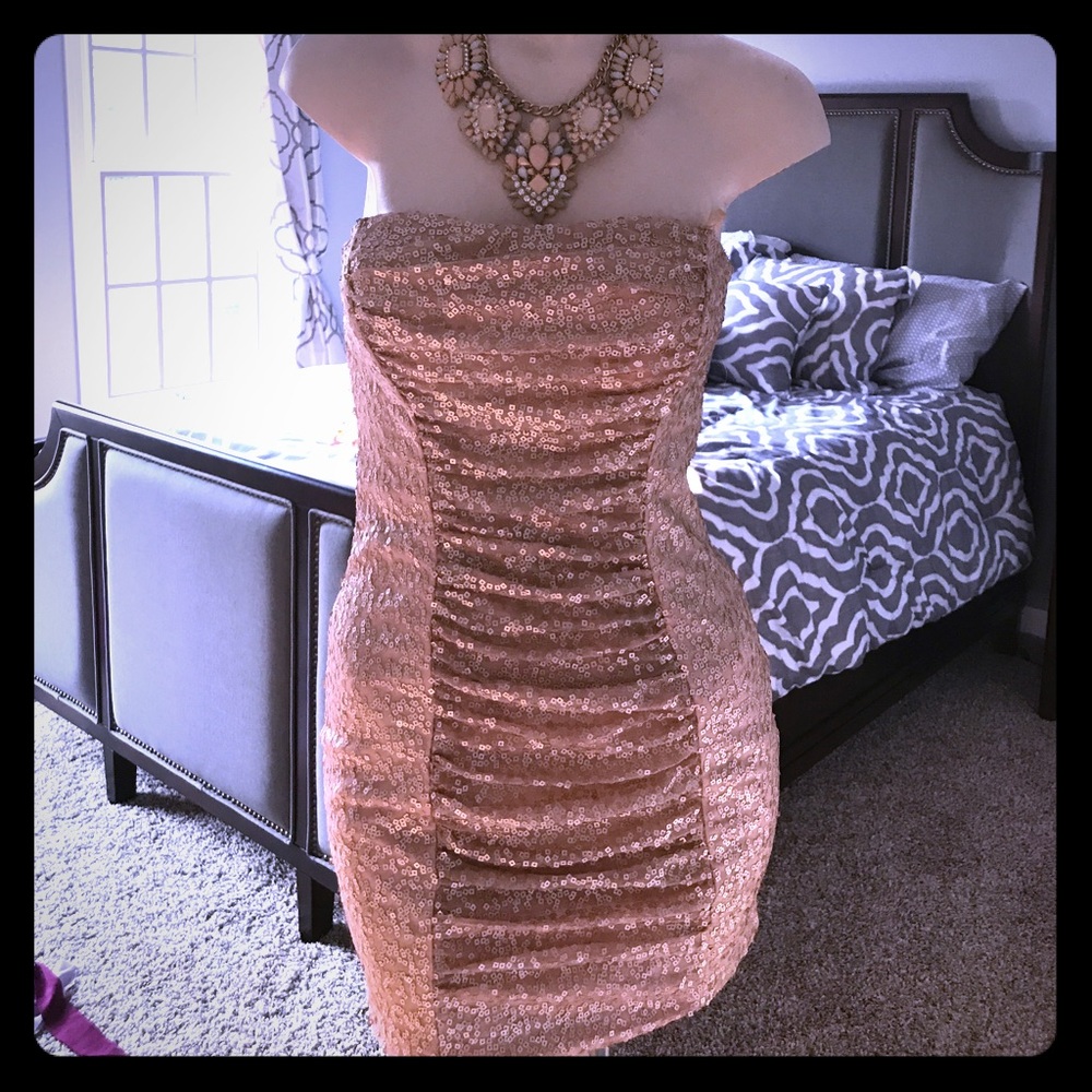 Blush pink sequin dress