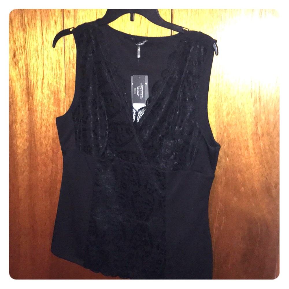 Black V-Neck tank top w/ lace