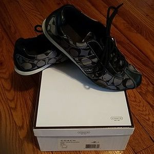 Coach KIRBY Sneakers Black Sateen Size 7