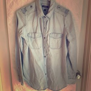 Express - Light Blue Denim Button Down Shirt