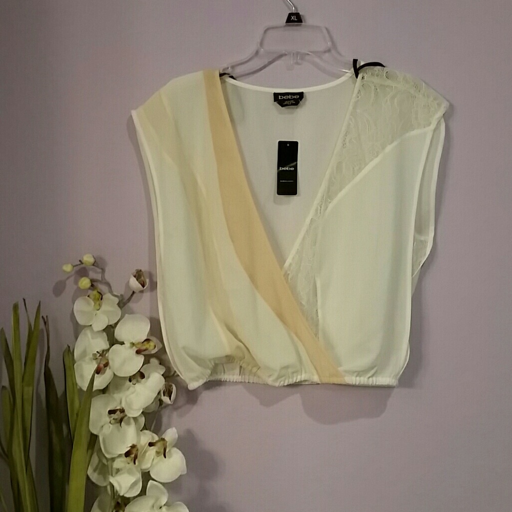 Bebe color block surplice top