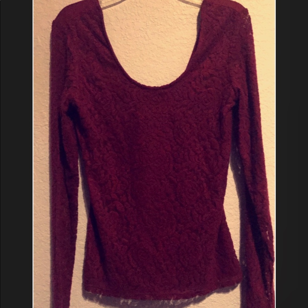 Burgundy lace long sleeve 😊
